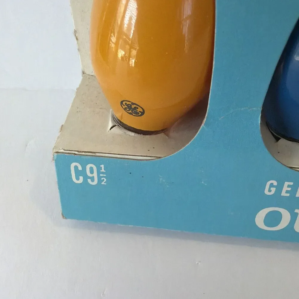 12 Vintage C9 1/2 GE Holiday Christmas Light Replacement Bulbs Yellow Blue Green
